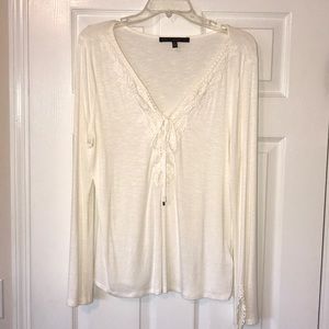 WHBM long sleeve cream colored top